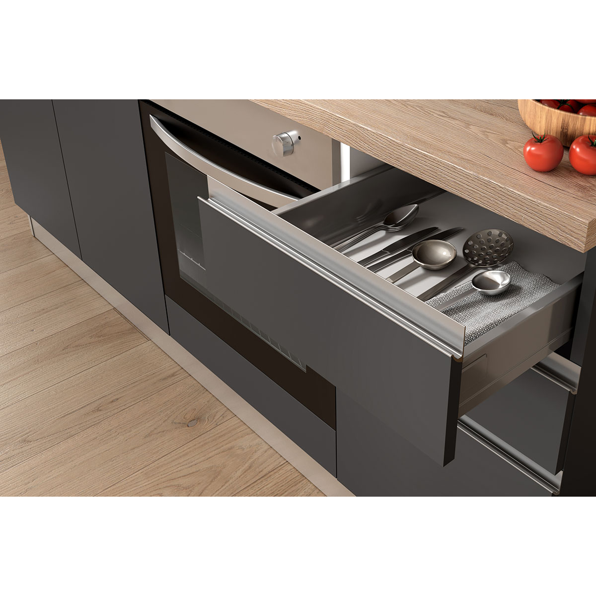 Komplett Kjøkken Mimo Dalia 195 Grå/Eik inkl. Hvitevarer Ferdigmontert