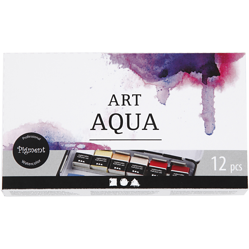 Akvarellfarge Creativ Company Art Aqua Ass Farger ½-panne Str 10x20 mm 12 Farger/1 Pk