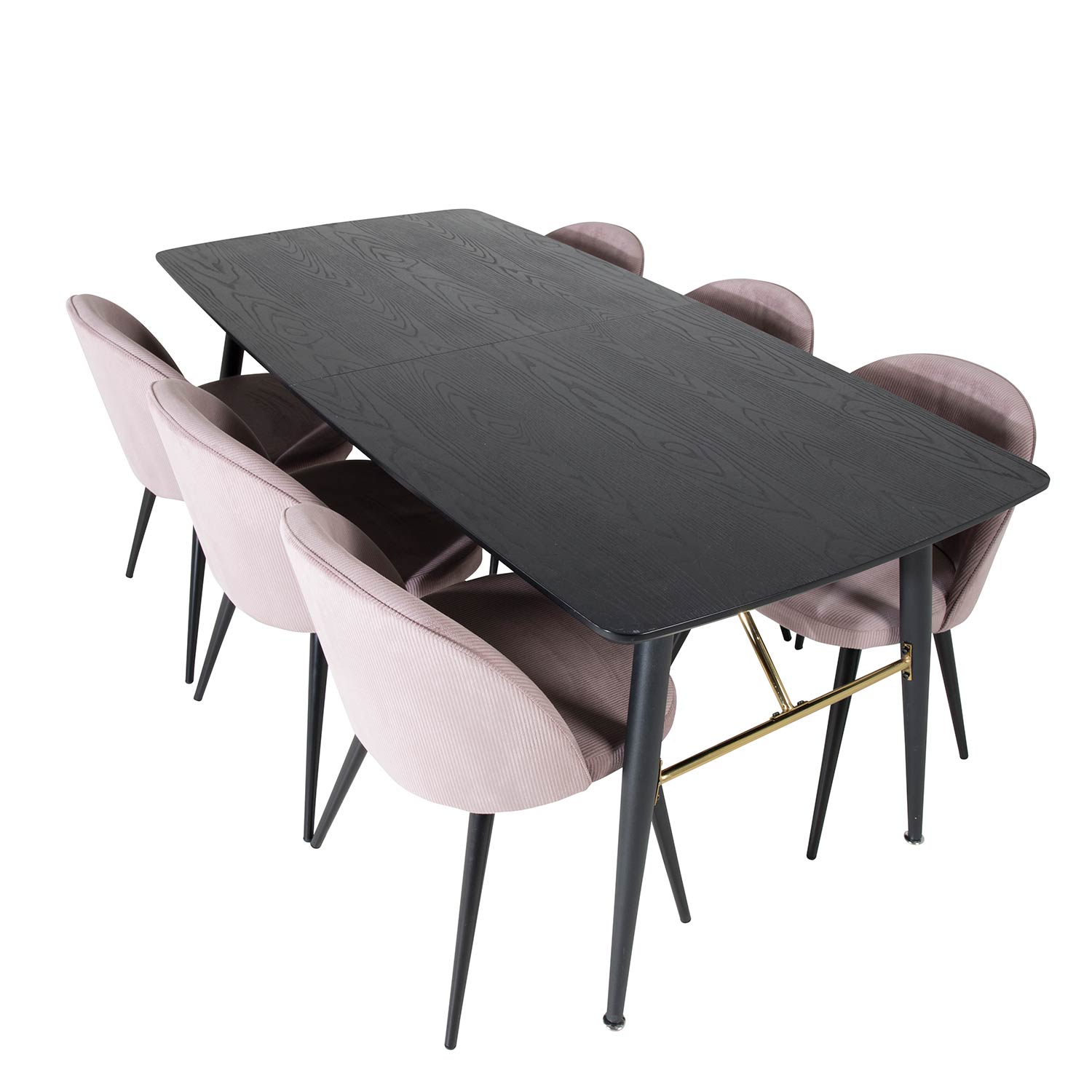 Spisegruppe Venture Home Gold med 6 Velvet Stoler