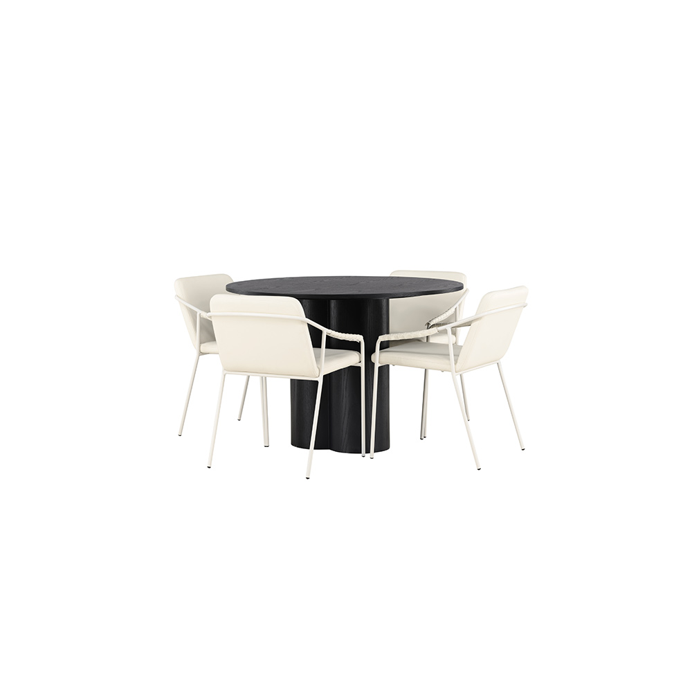 Spisegruppe Venture Home Olivia Ø110 cm med 4 stk Tvist Stoler