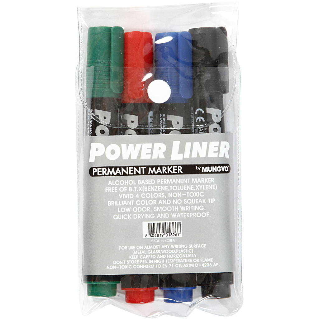 Power Liner Creativ Company Ass Farger 4 stk/1 Pk