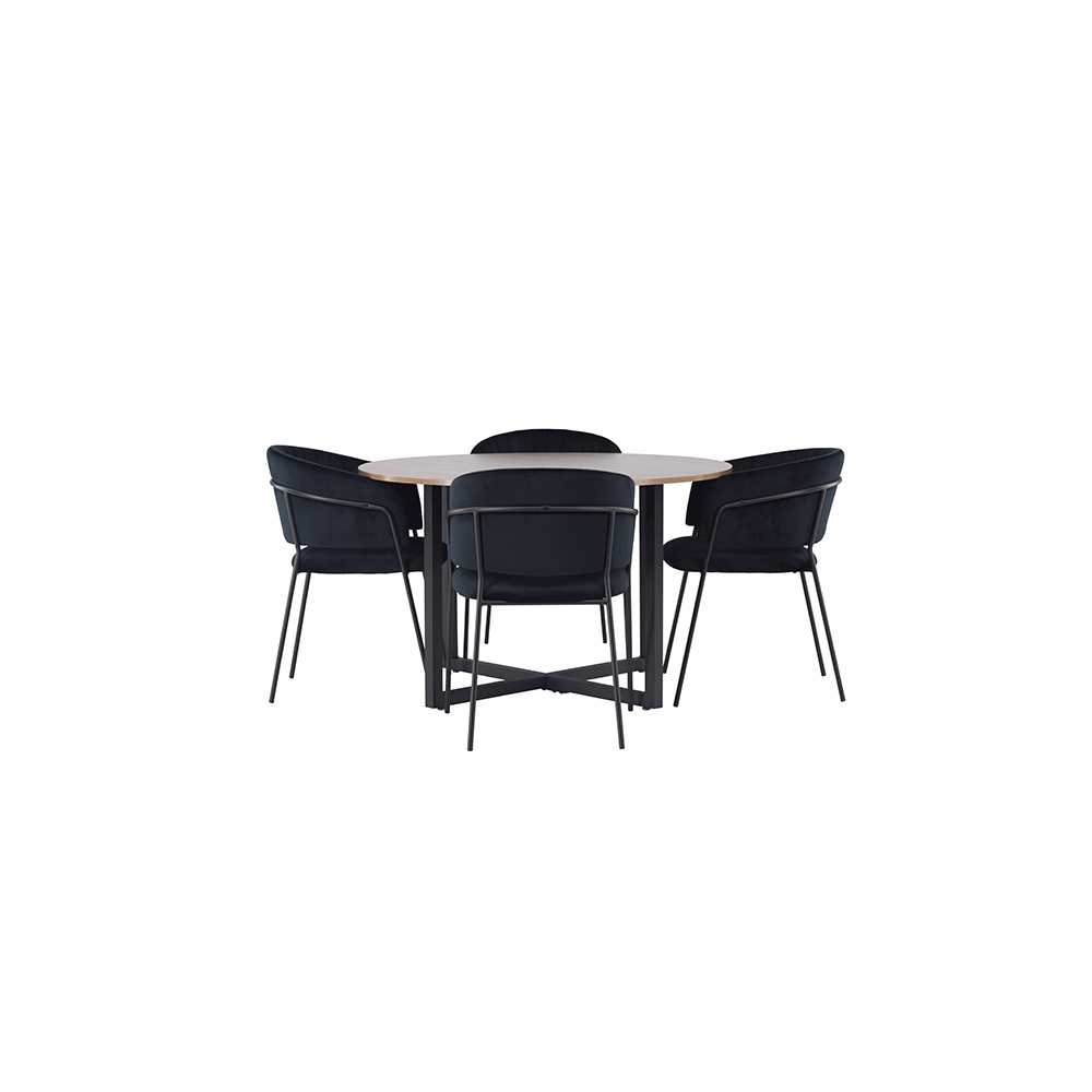 Spisegruppe Venture Home Durango Ø120 cm med 4 stk Selma Stoler