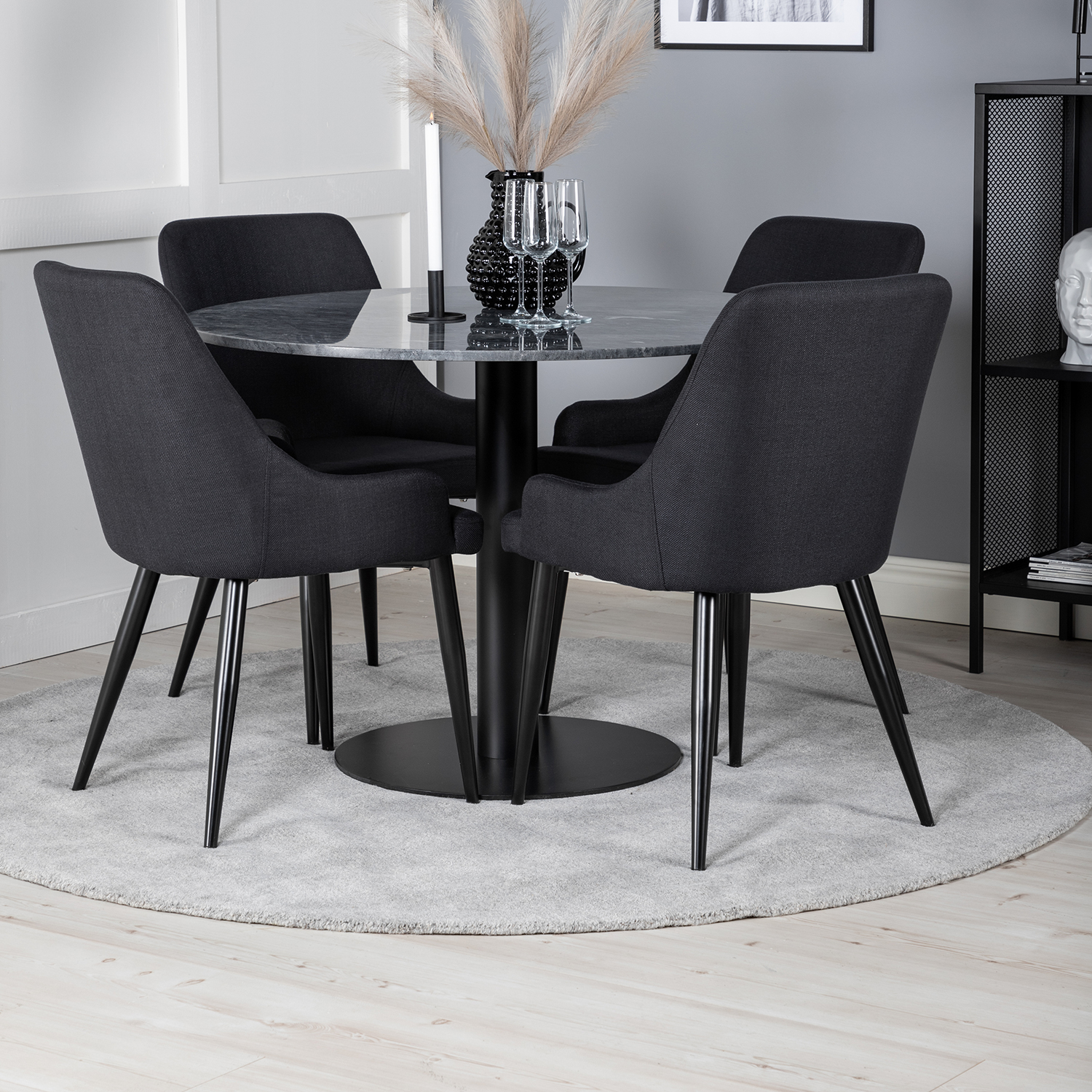 Spisegruppe Venture Home Estelle med 4 Plake Stoler Polyester