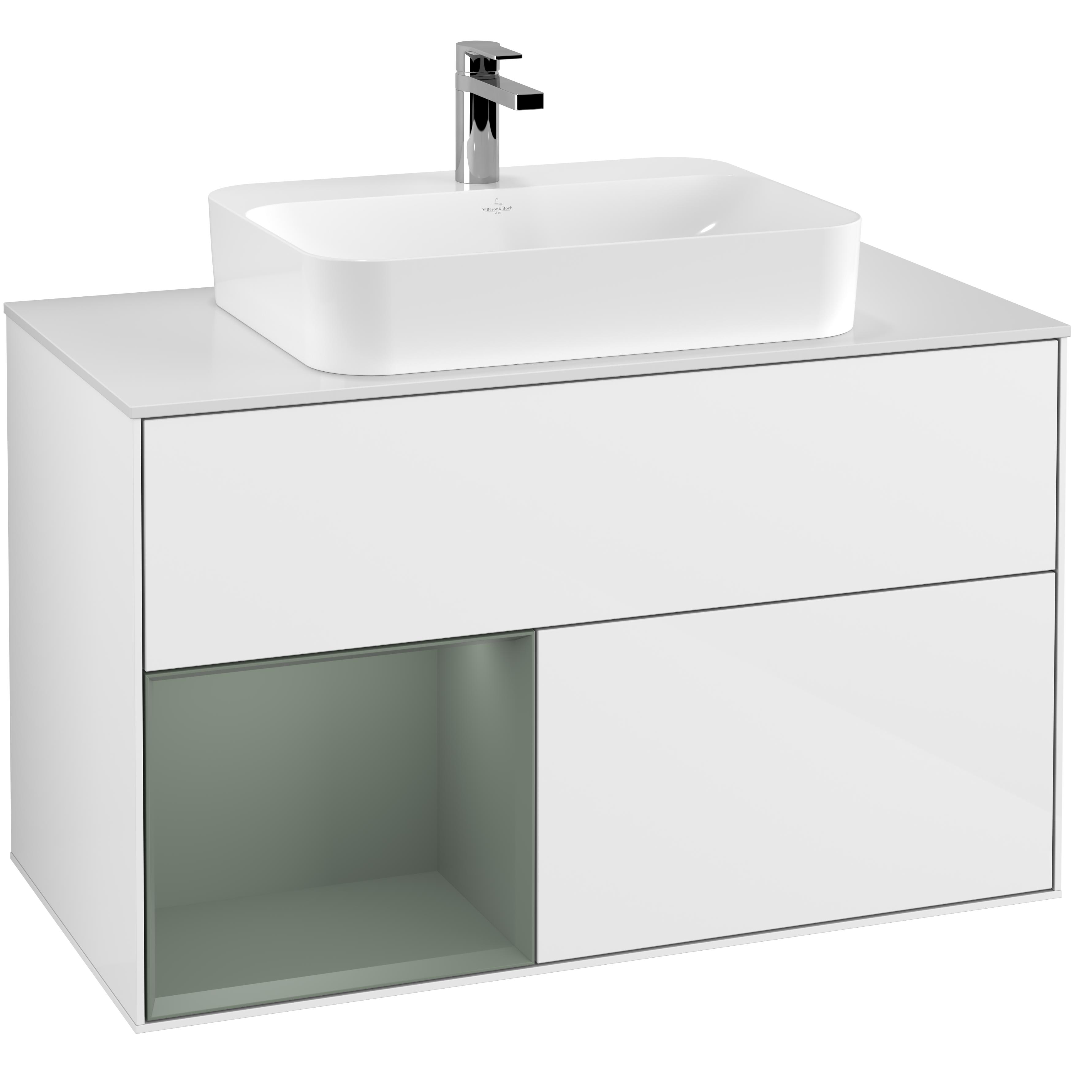 Tvättställsskåp Villeroy & Boch Finion med 2 Lådor Hylla och Bänkskiva för Ytmonterat Tvättställ | badrum - badrumsmobler - tvattstallsskap-och-kommod | KakelKungen
