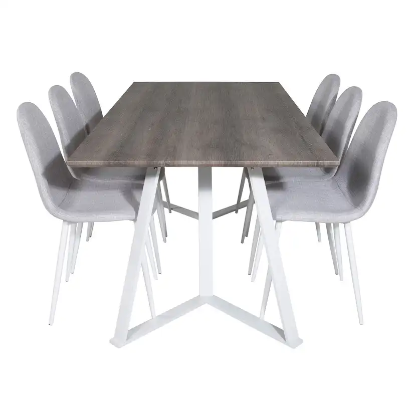 Spisegruppe Venture Home Madde med 6 Pobbie Stoler Polyester