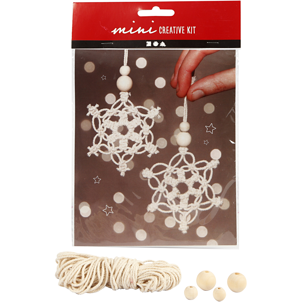 Materiellsett Creativ Company Mini DIY Kit Makrame Iskrystall/Snøfnugg 2 Stk/1 Sett