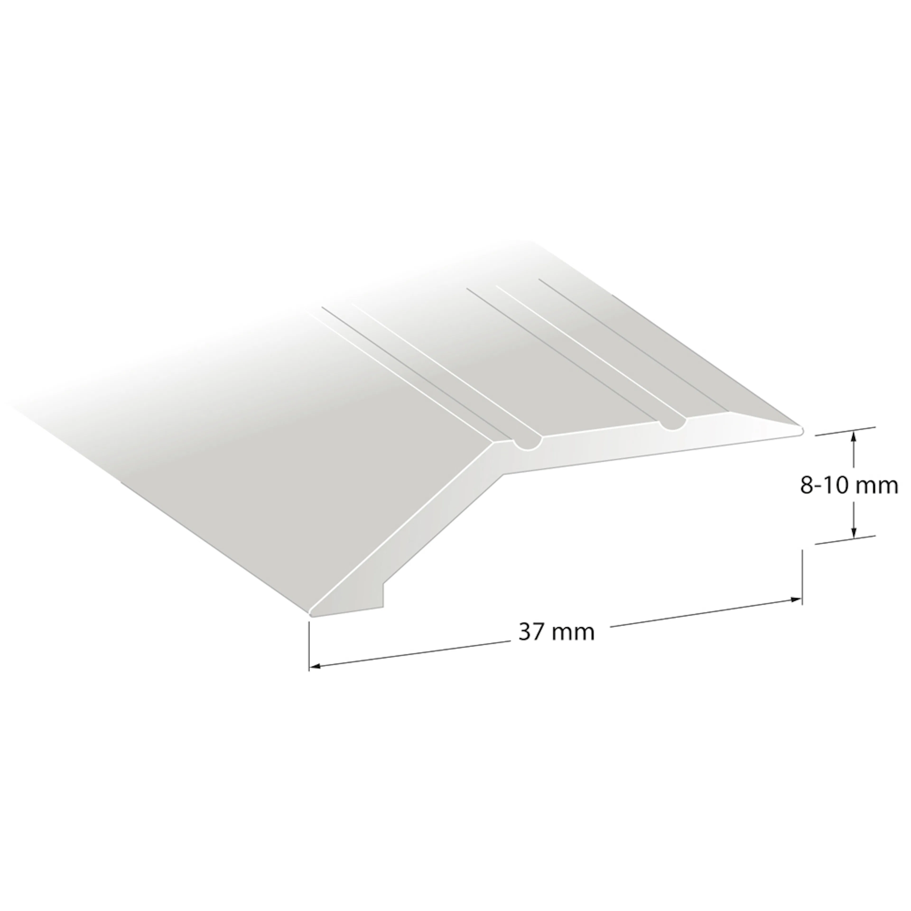 Nivålist Standard silver 1000x37x10 LxBxH 1000x37x8-10 mm