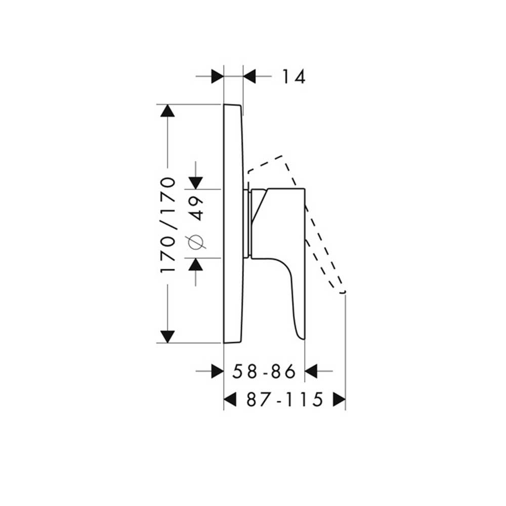 Dusjbatteri Axor Citterio M 1-greps for Innbygging
