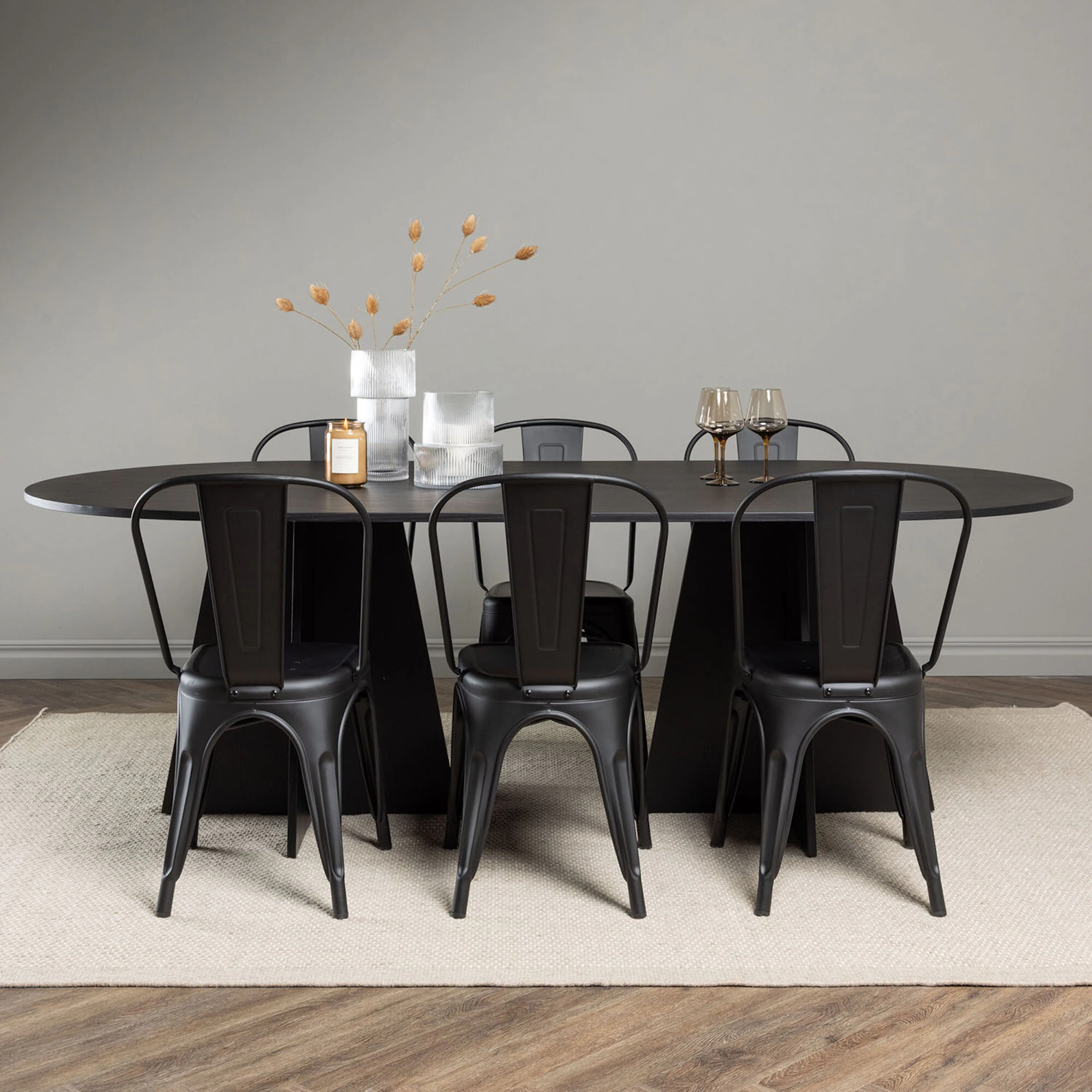 Spisegruppe Venture Home Bootcut Oval med 6 stk Tempe