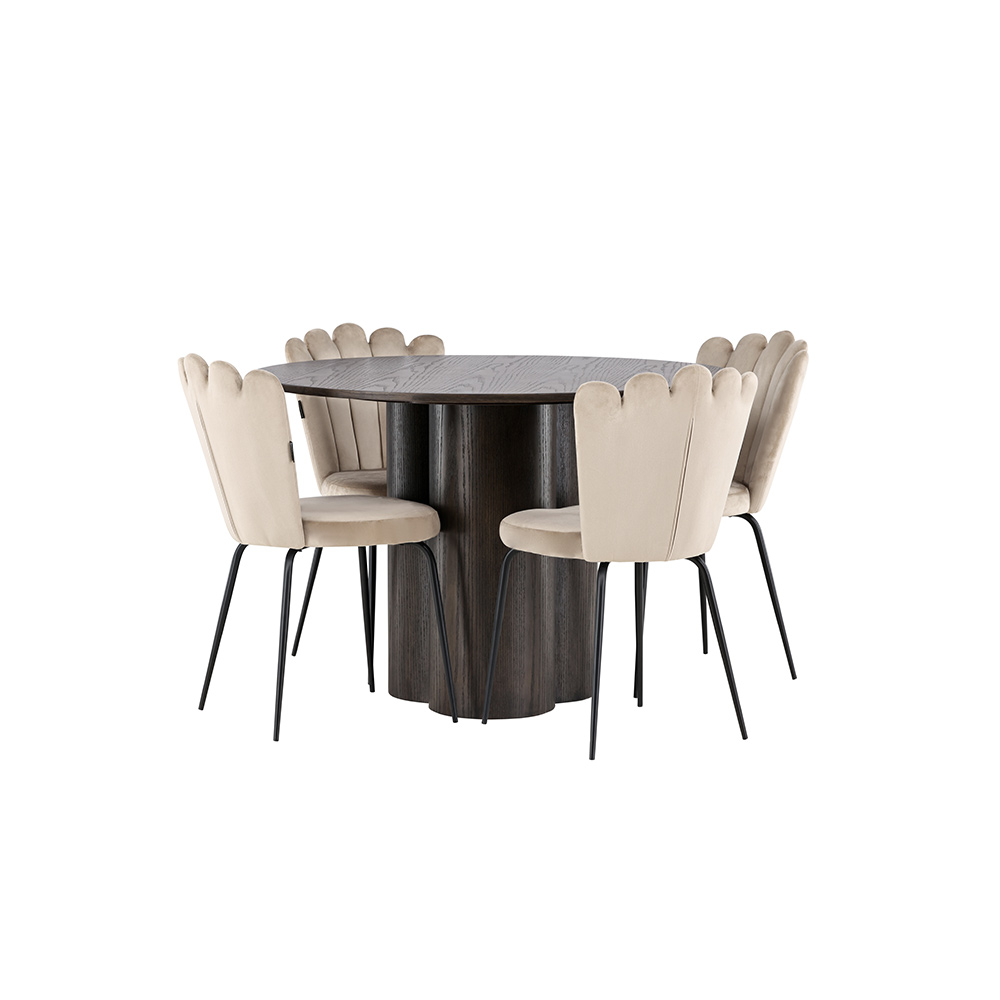 Spisegruppe Venture Home Olivia Ø 110 cm med 4 Limhamn Stoler