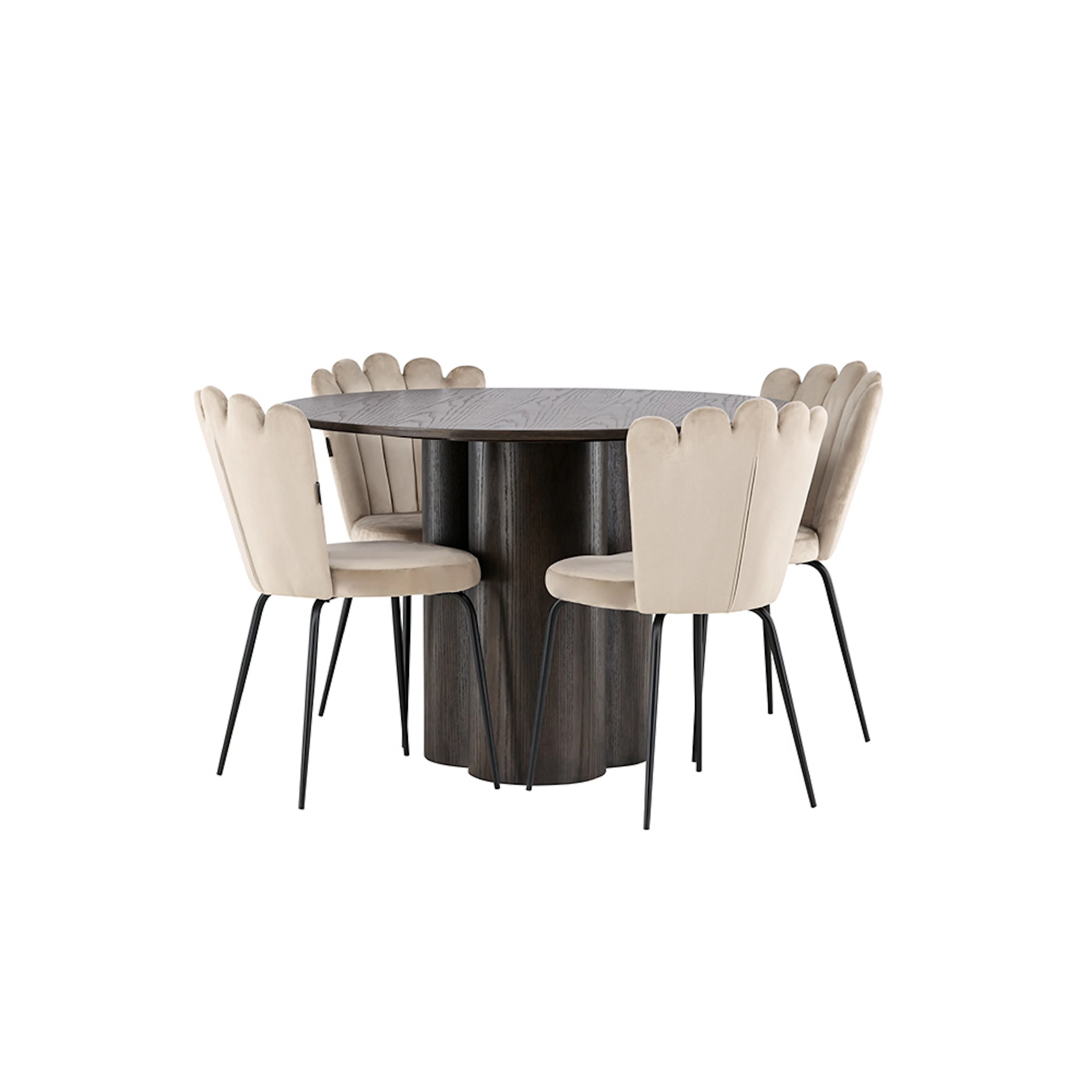 Spisegruppe Venture Home Olivia Ø 110 cm med 4 Limhamn Stoler