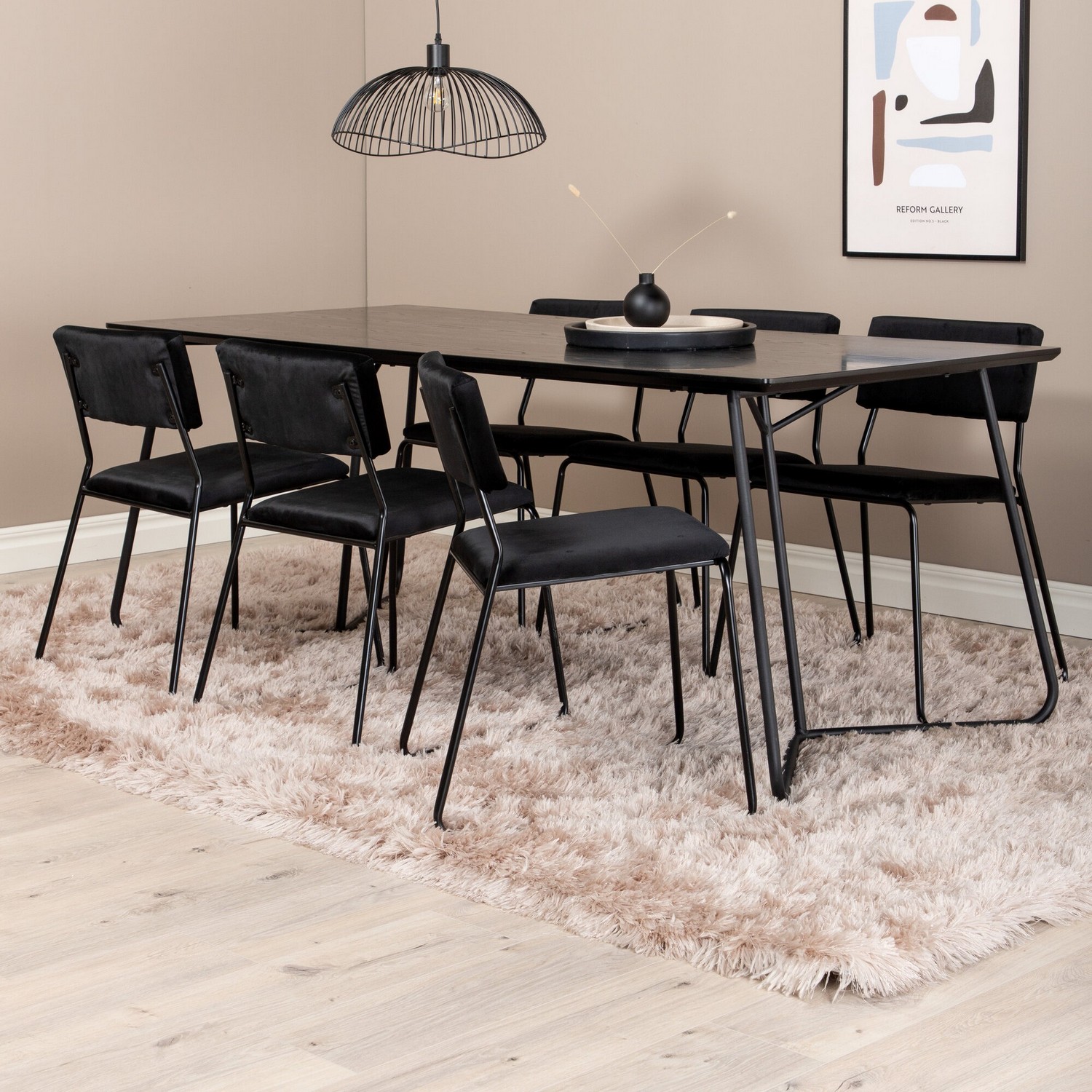 Spisegruppe Venture Home Annika med 6 Kungshamn Stoler Fløyel