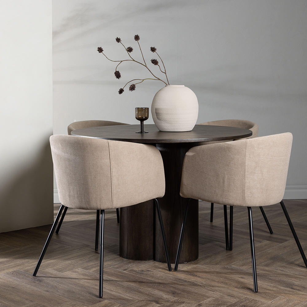 Spisegruppe Venture Home Olivia Ø 110 cm med 4 Berit Stoler