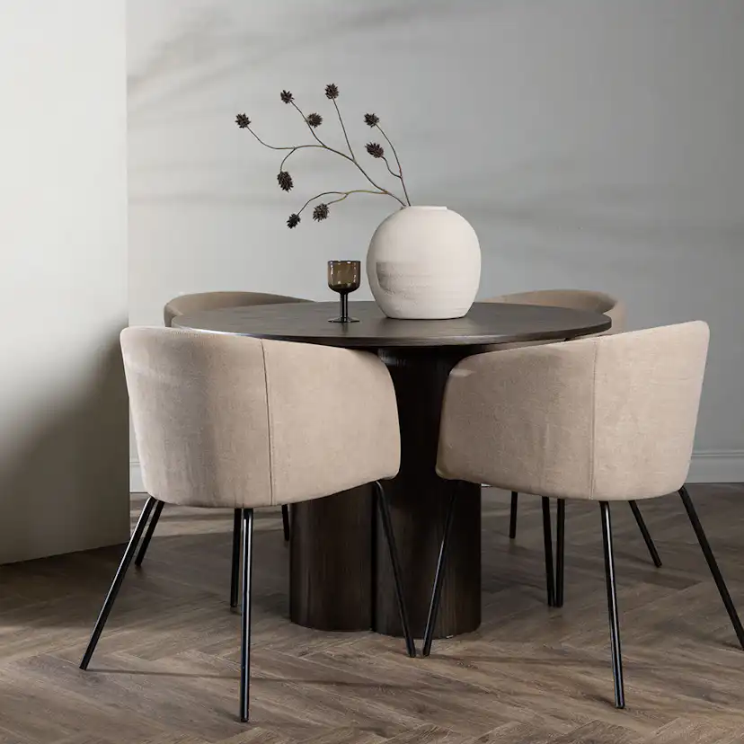 Spisegruppe Venture Home Olivia Ø 110 cm med 4 Berit Stoler