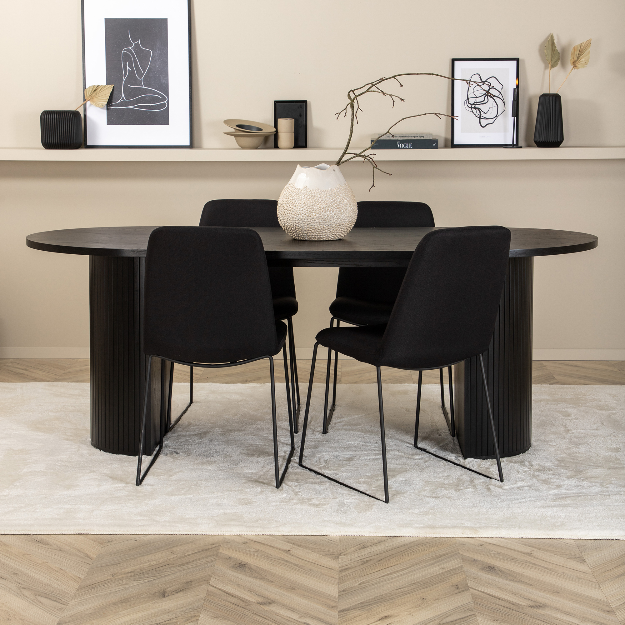Spisegruppe Venture Home Bianca med 4 Muscot Stoler