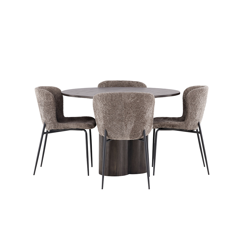 Spisegruppe Venture Home Olivia Ø 110 cm med 4 Modesto Stoler
