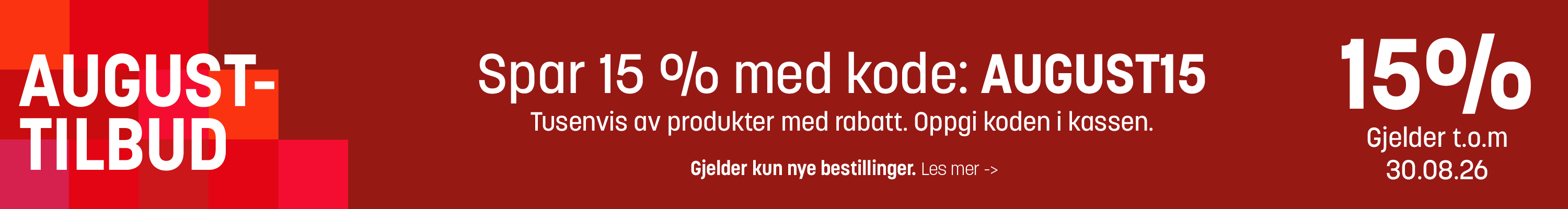 Augustdeals 15% LB+ Kod aug 26