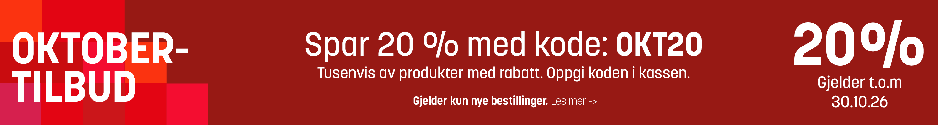 Oktoberdeals dörrar 20% LB+ kod okt 26
