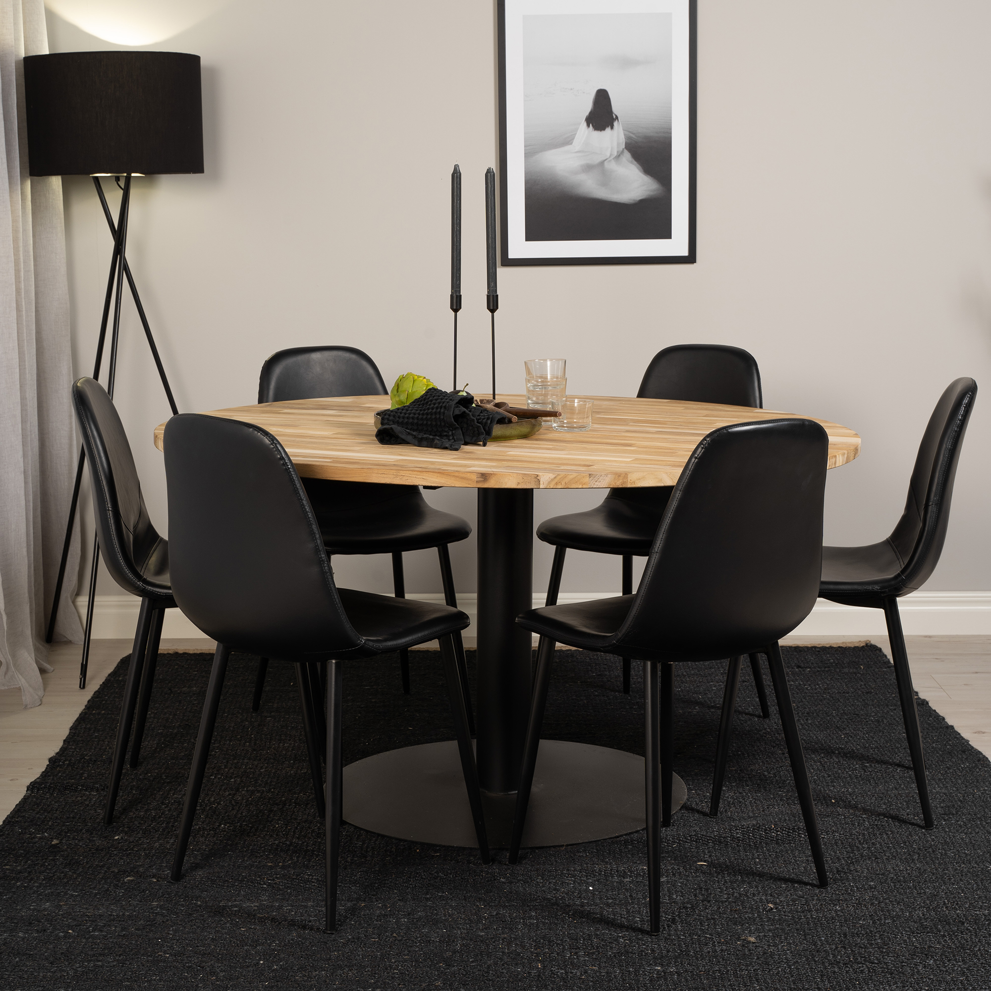 Spisegruppe Venture Home Cirebon Ø140 cm med 6 Polar Stoler