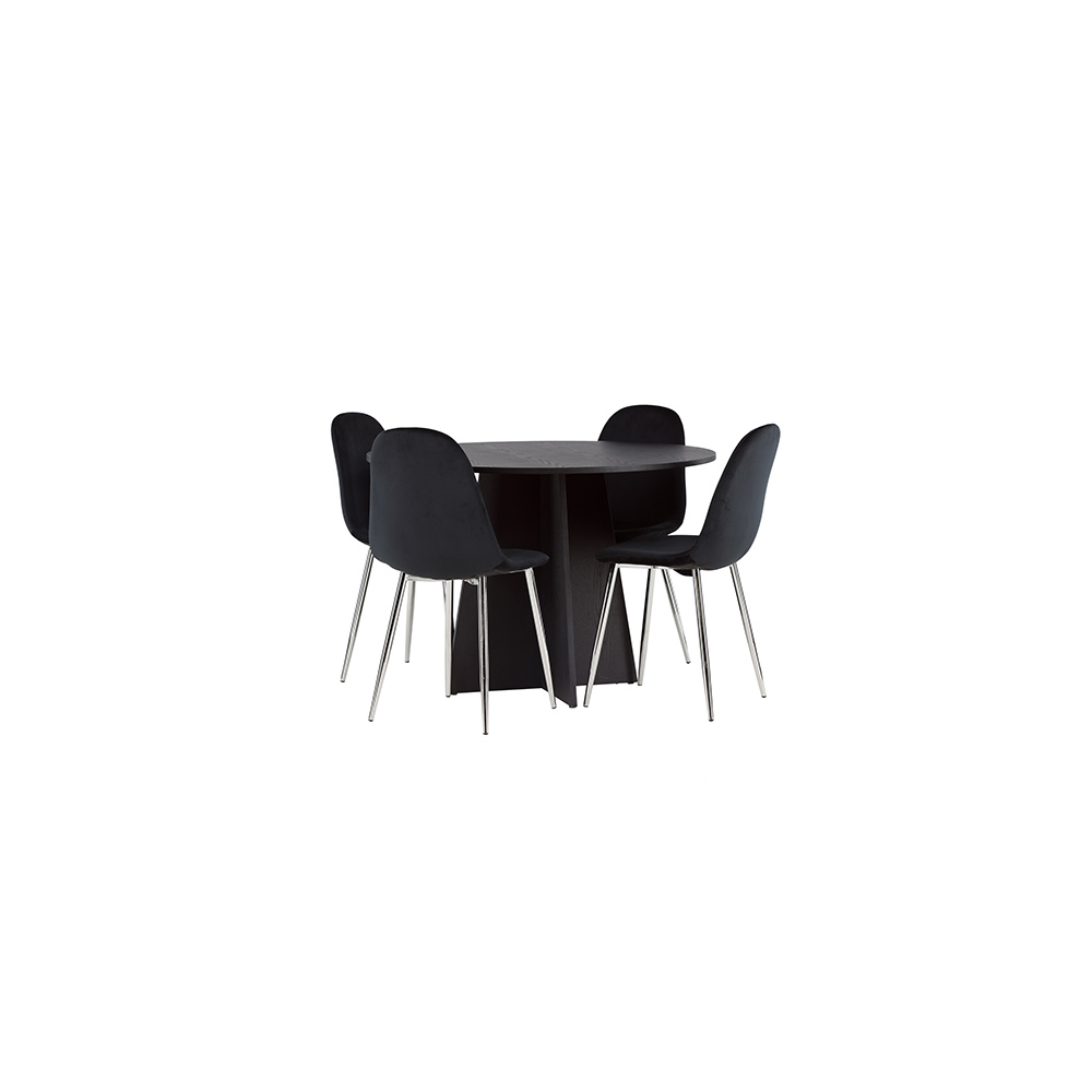 Spisegruppe Venture Home Bootcut Ø110 cm med 4 stk Polar Stoler
