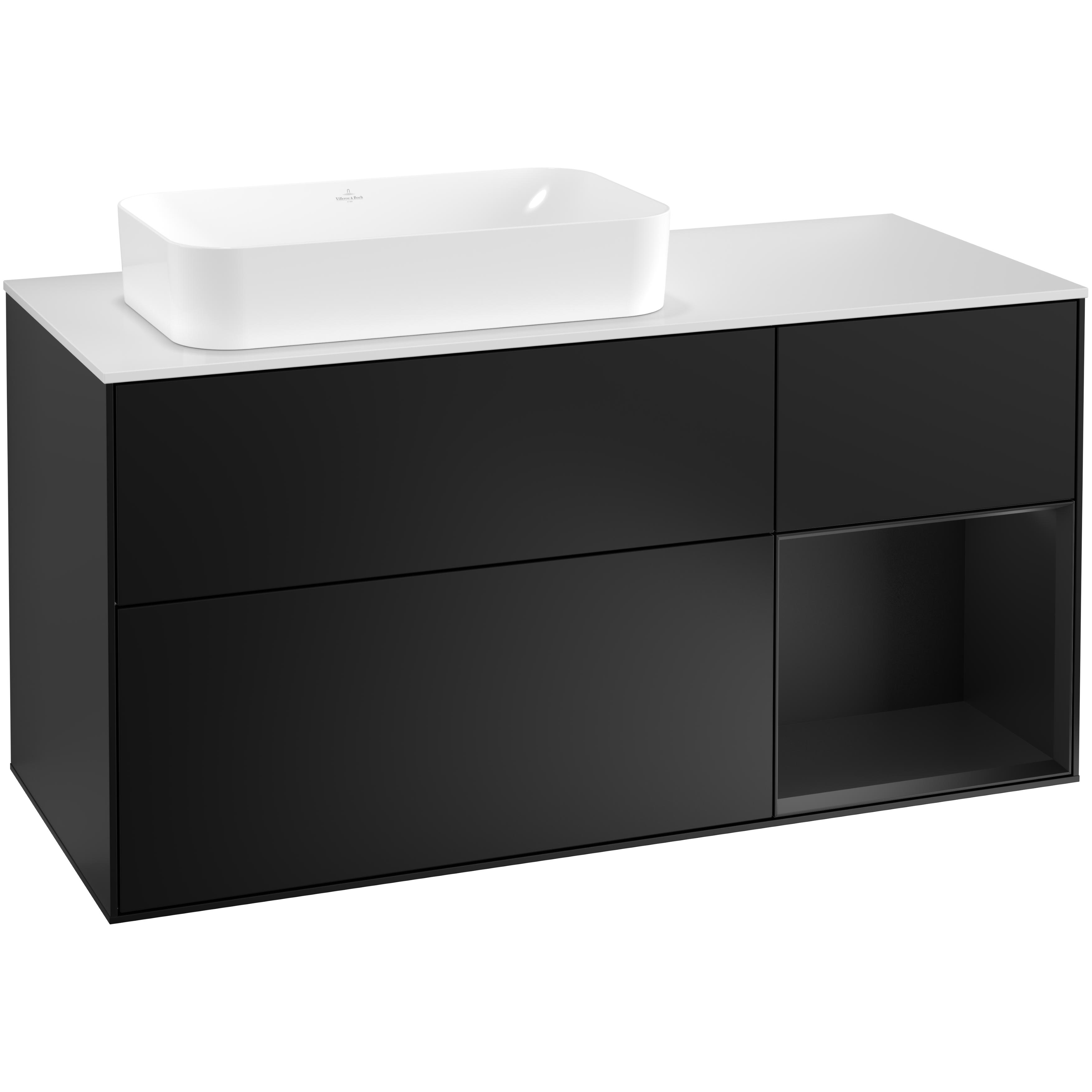 Tvättställsskåp Villeroy & Boch Finion med 3 Lådor Hylla och Bänkskiva för Ocentrerat Fristående Tvättställ
