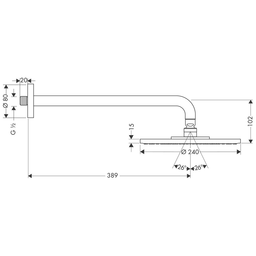 Dusj Hansgrohe Raindance Air 240 til Vegg