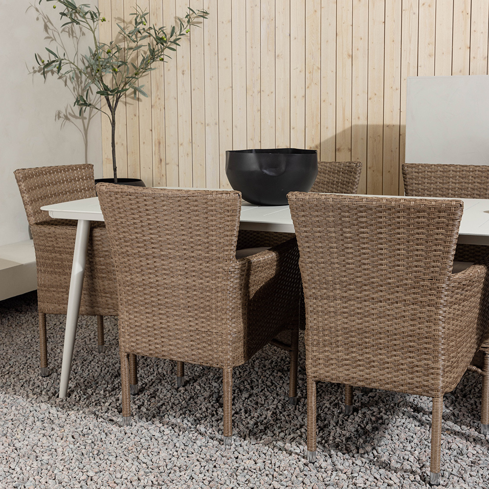 Spisegruppe Venture Home Lina Bord med 6 Malina Stoler