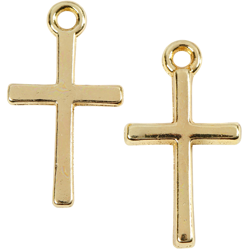 Kors berlock, förgylld, stl. 10x18 mm, 20 st./ 1 förp. Forgylt