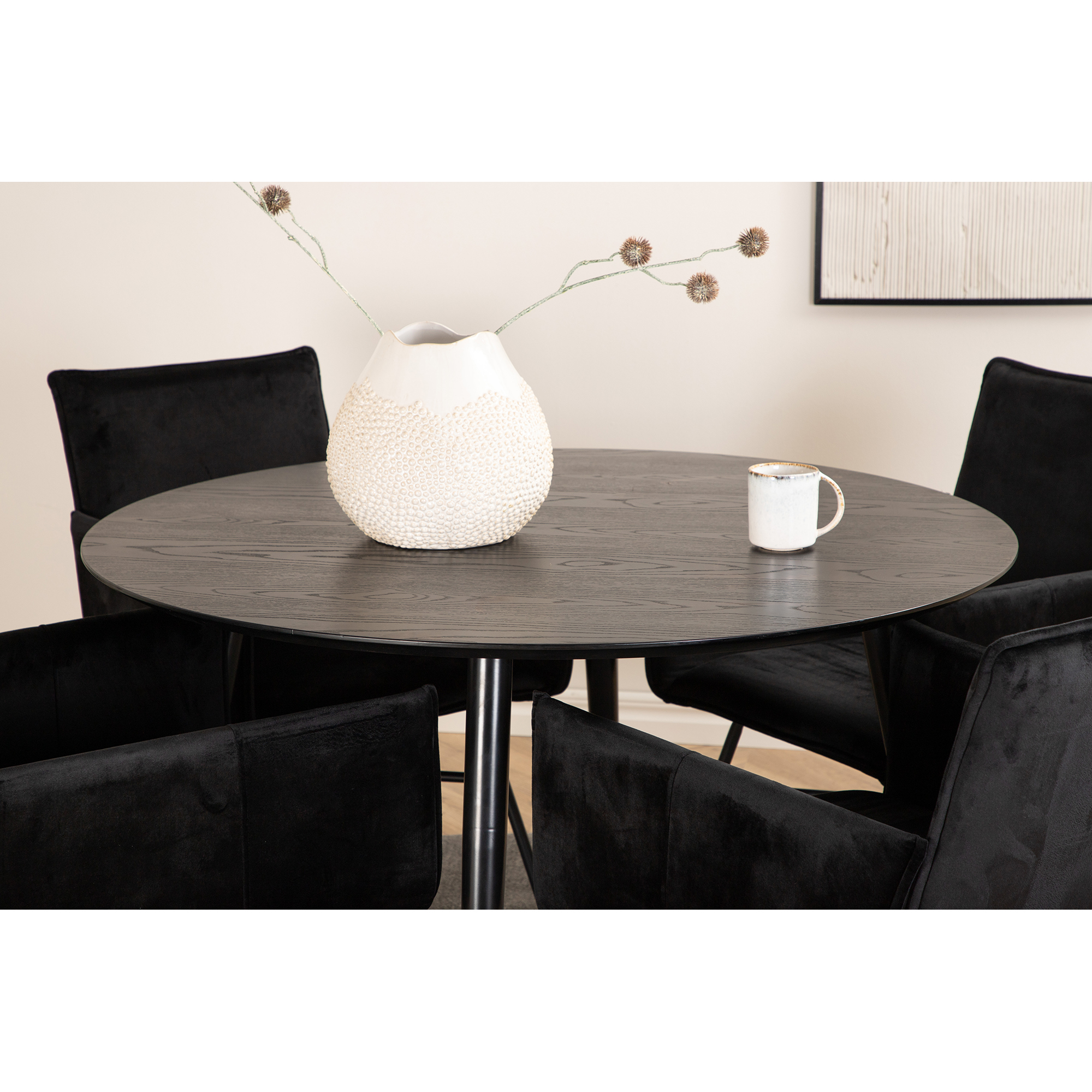 Spisegruppe Venture Home Dipp Ø115 cm med 4 Petra Stoler