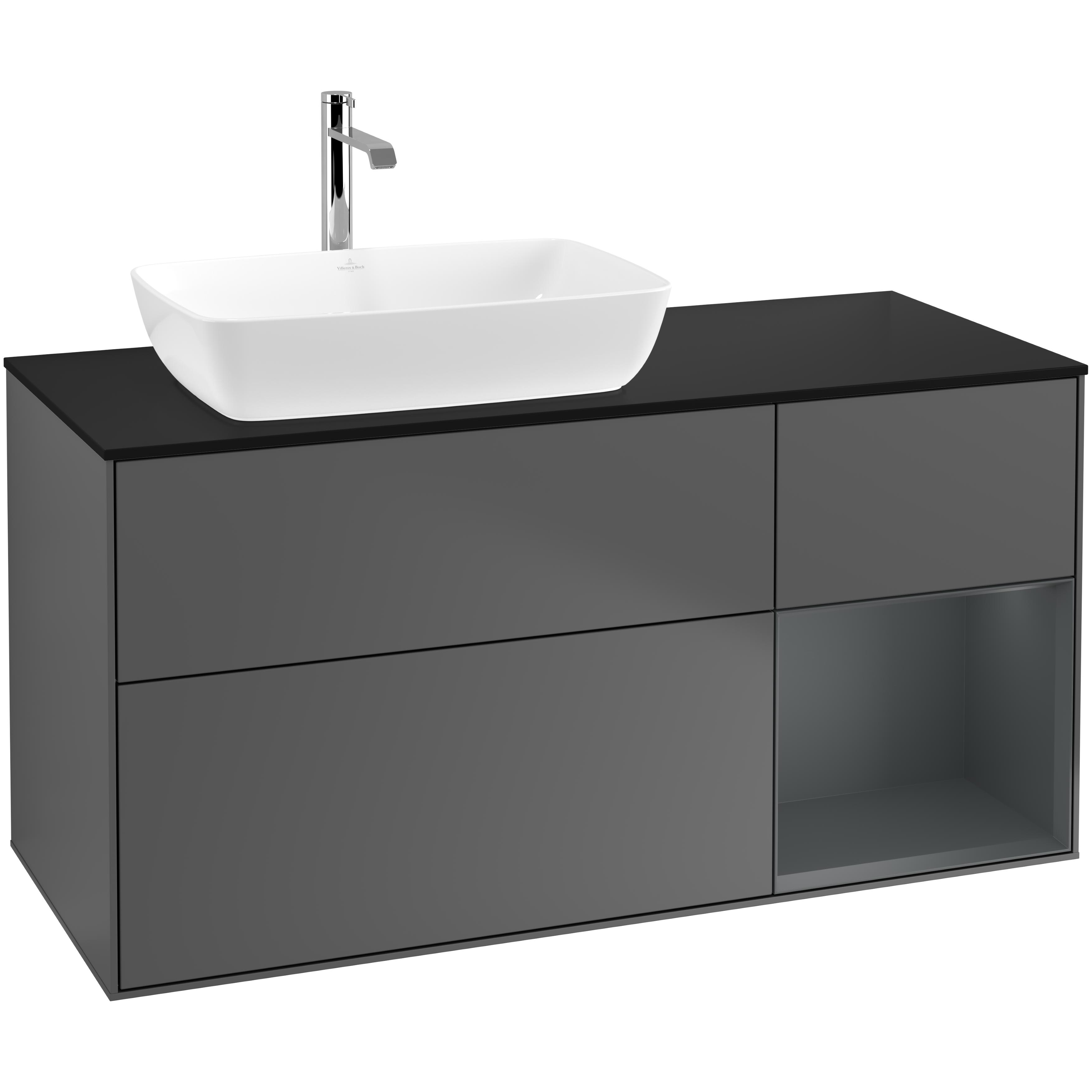 Tvättställsskåp Villeroy & Boch Finion med 3 Lådor Hylla och Bänkskiva för Ocentrerat Tvättställ från Artis & Collaro