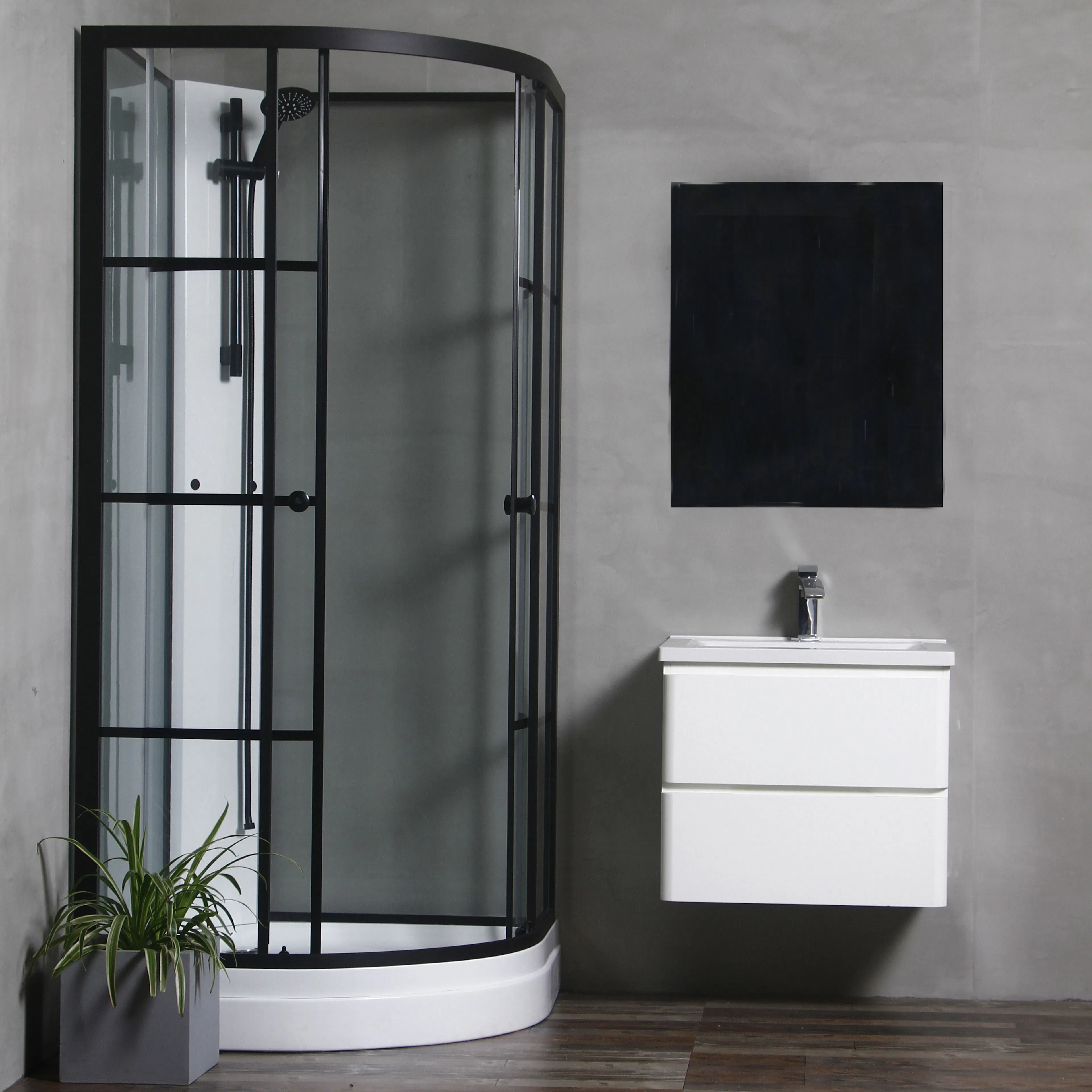 Dusjkabinett Bathlife Betrakta 80x80 Svart/Hvit