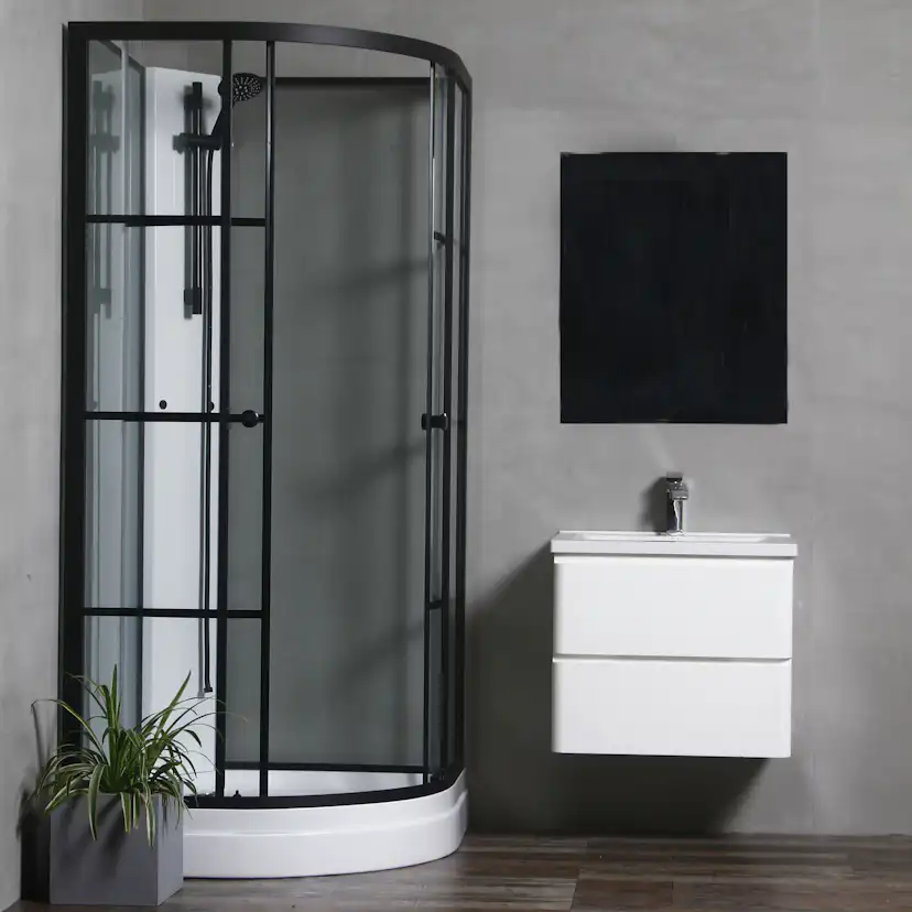 Dusjkabinett Bathlife Betrakta 90x90 Svart/Hvit