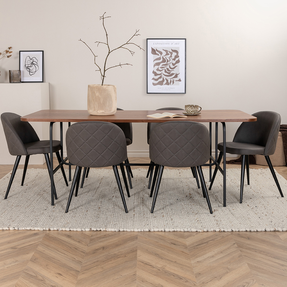 Spisegruppe Venture Home Chicago Spisebord og Valentina Stitcthes Spisestol Brun