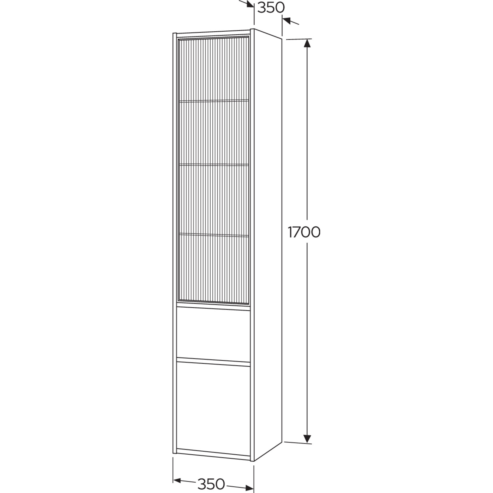 Högskåp Gustavsberg Ducentic 35 cm med Vitrindörr och 1 Låda
