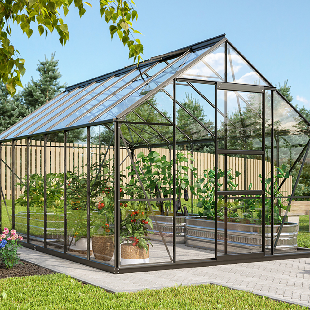 Drivhus Vitavia Merkur 11500 3mm Herdet Glass Sort Med Sokkel