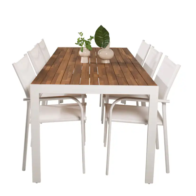 Spisegruppe Venture Home Bois med 6 Santorini Stoler