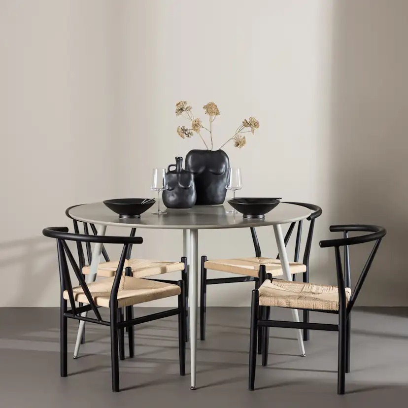 Spisegruppe Venture Home Plaza Ø120 med 4 stk Alfons Stoler