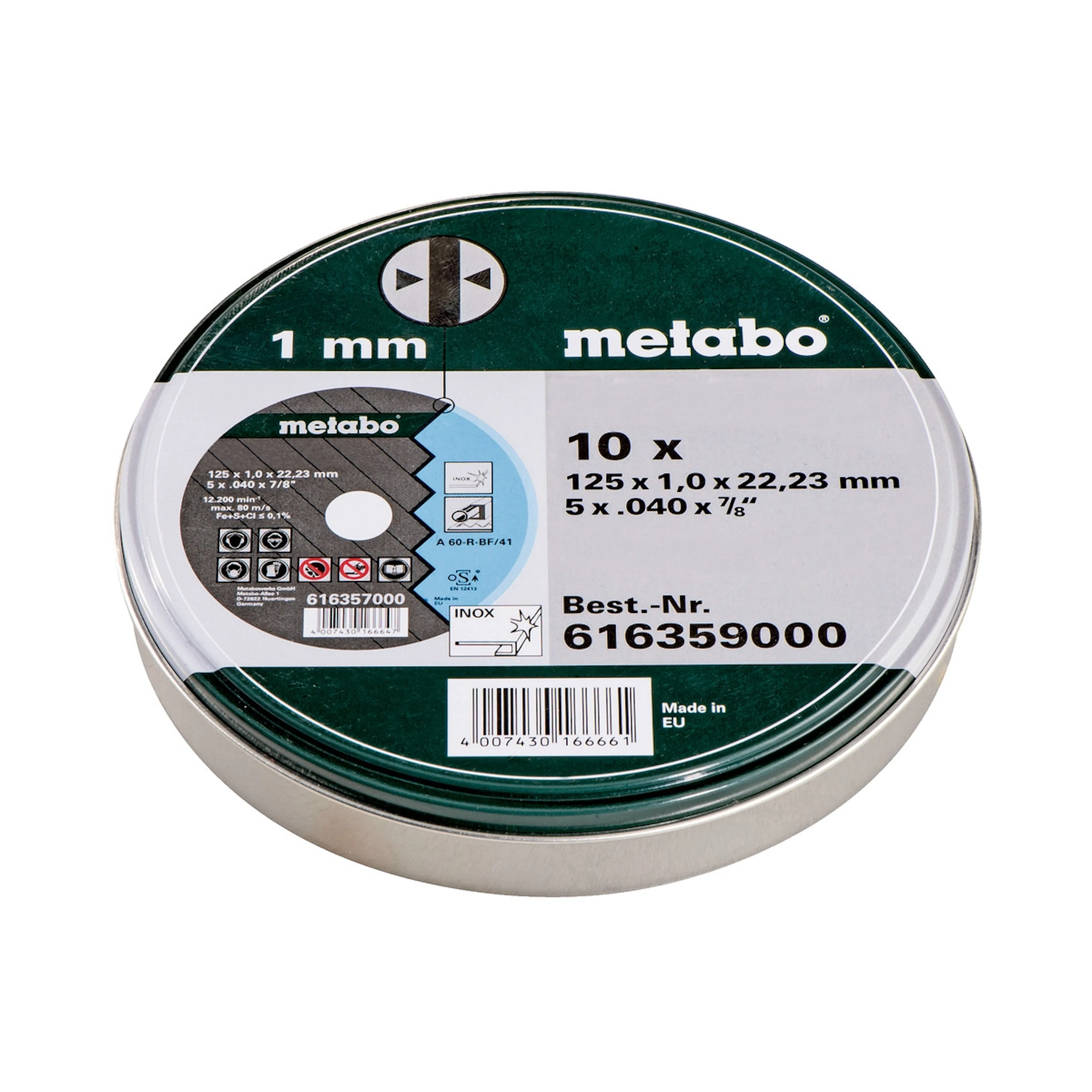 Kappeskiver Metabo Metal/Inox 125x1,0x22,23 10 stk