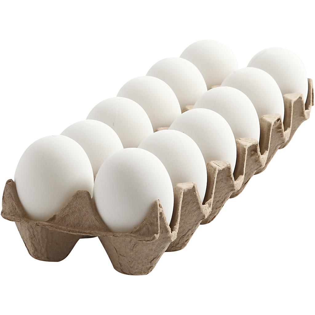 Ägg, vit, H: 6 cm, 12 st./ 1 förp. Hvit