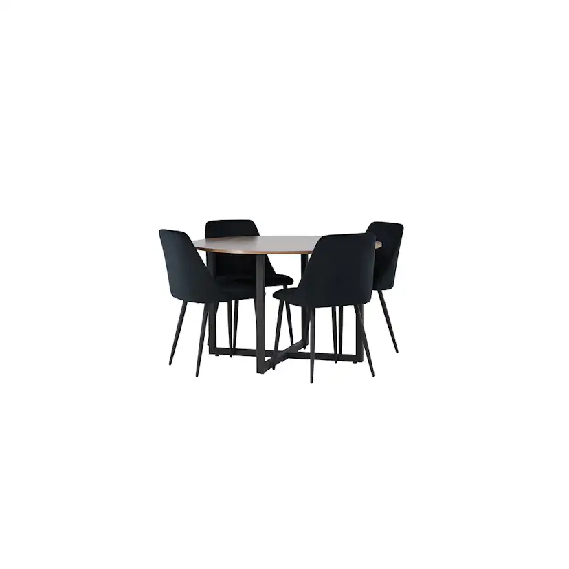 Spisegruppe Venture Home Durango Ø120 cm med 4 stk Night Stoler
