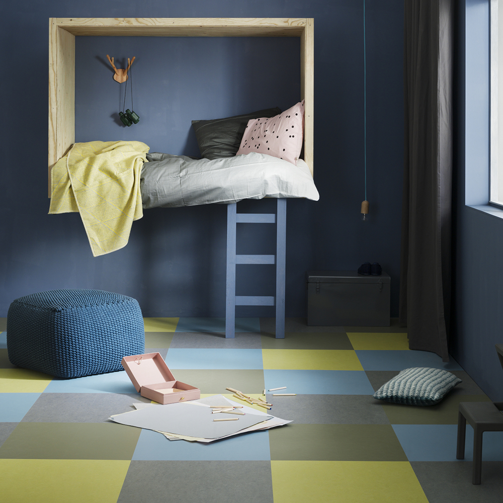 Linoleumsgulv Forbo Marmoleum Click Vintage Blue 30x30 cm
