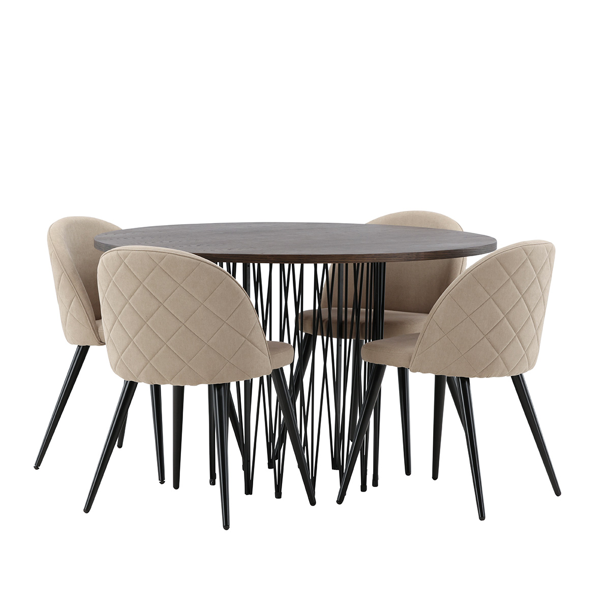 Spisegruppe furniture/fashion Stone med 4 Velvet Stitches Stoler