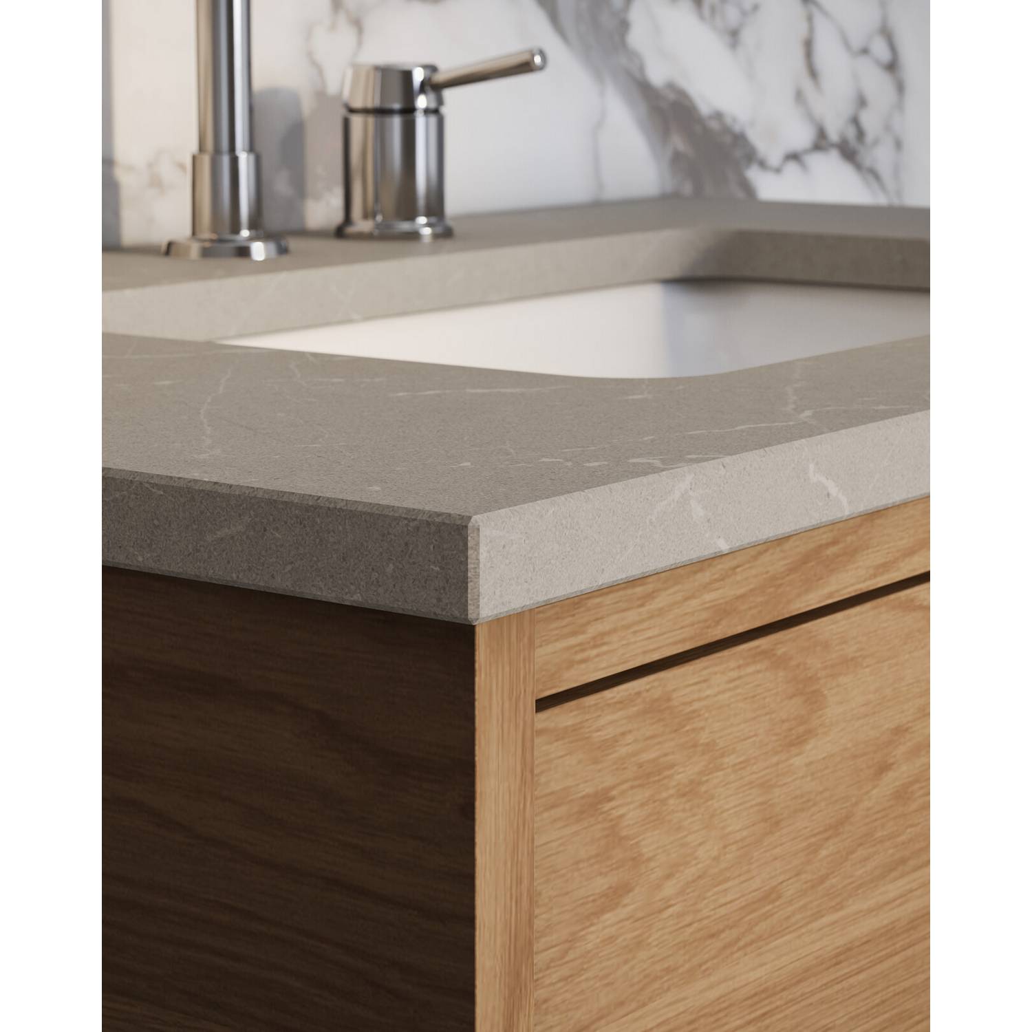 Stenbänkskiva Ducentic - 100 cm. Polar Grey, 1 ho, för 1st s Polar Grey, 1 stk Enkelthullsbatteri