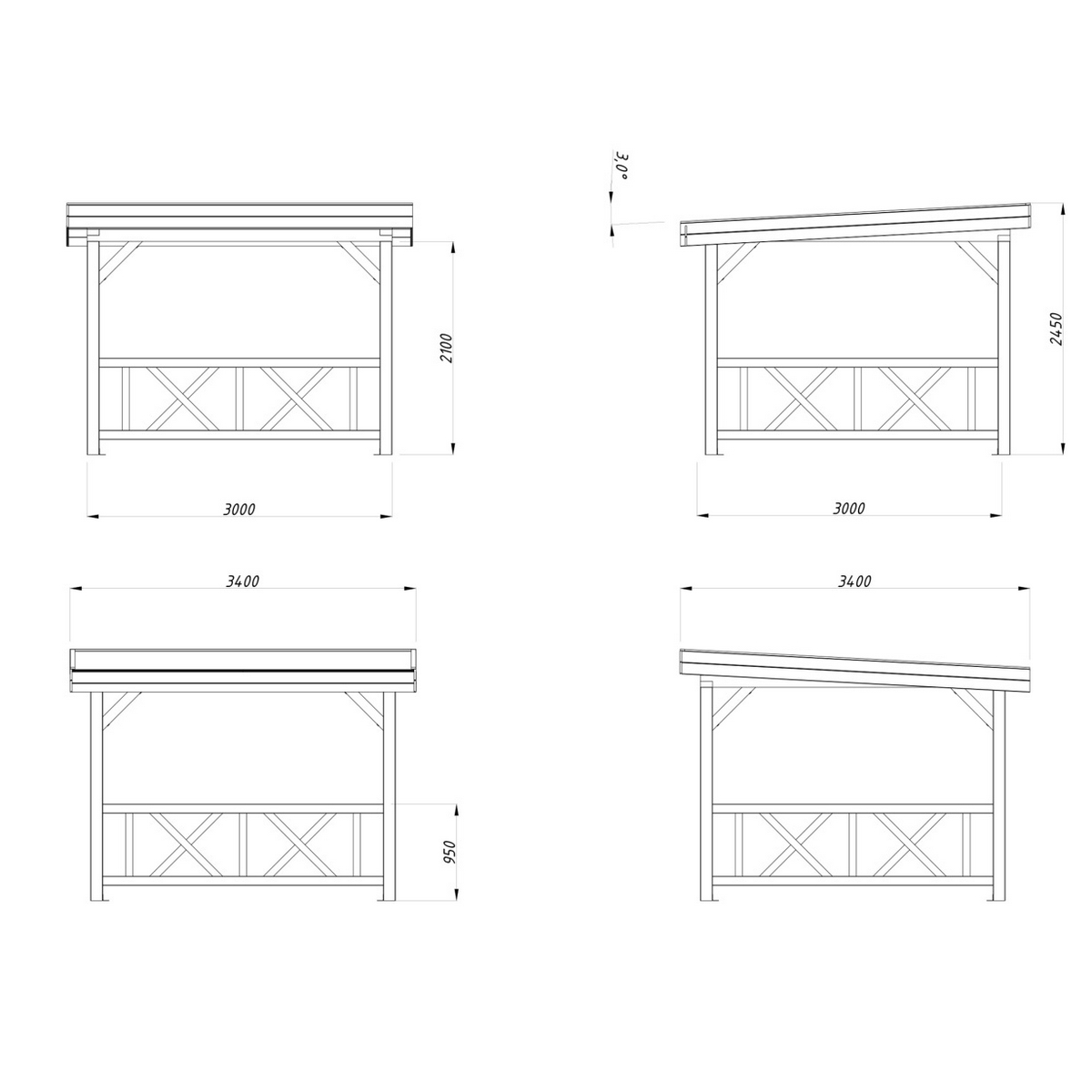 Lenna paviljong 8,3 m2 Set 301 Ubehandlet Tre