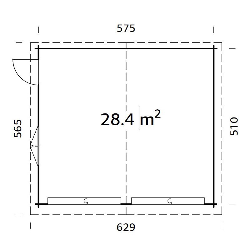 Garasjebod Palmako Roger 28,4 m2 med 2 Enkle Leddporter
