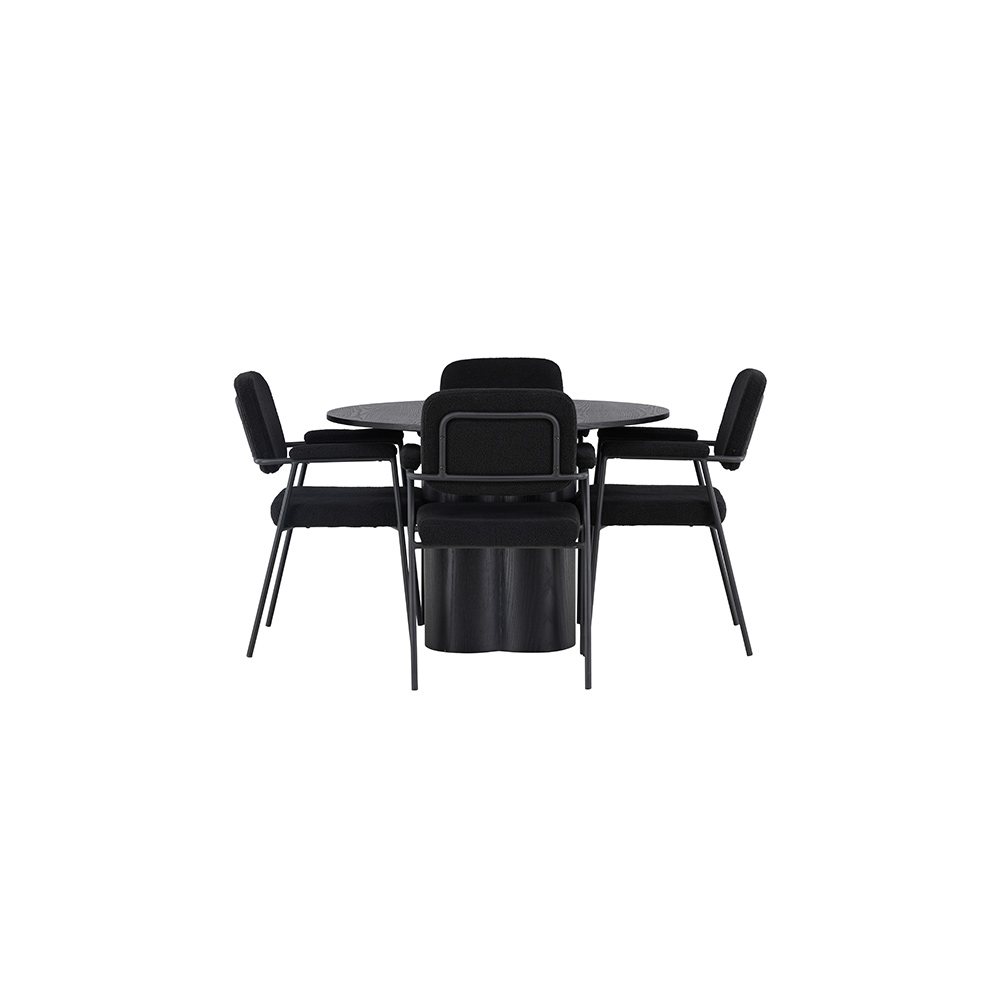 Spisegruppe Venture Home Olivia Ø110 cm med 4 stk Yesterday Stoler