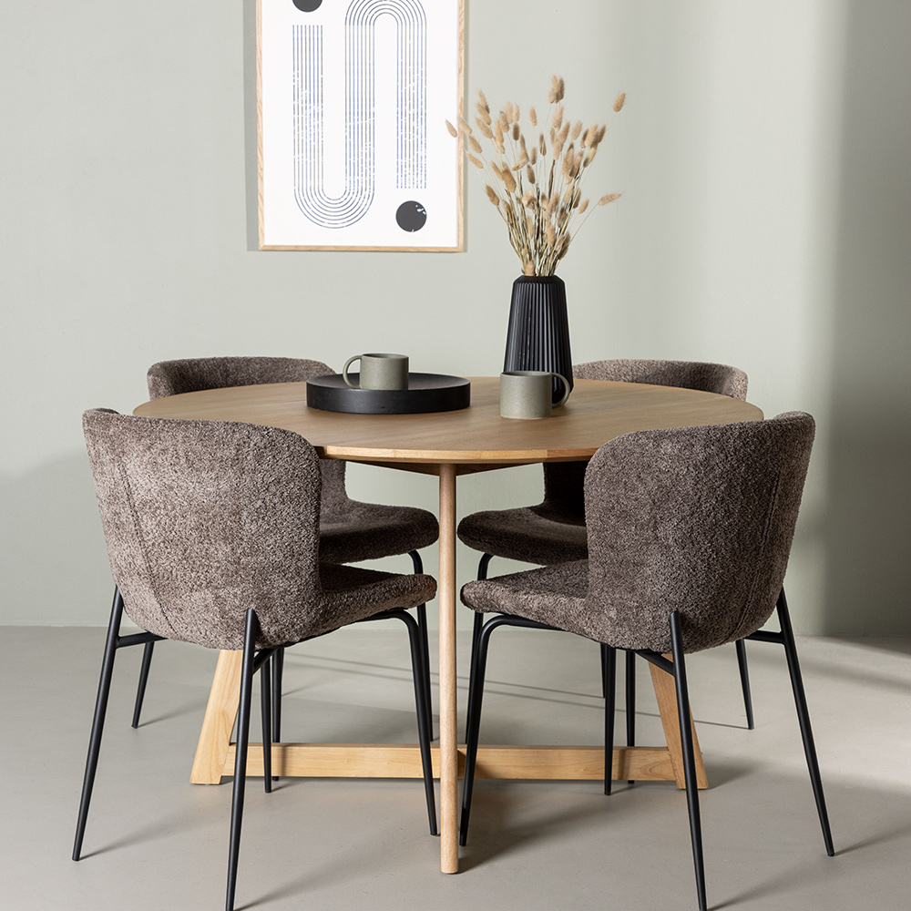 Spisegruppe Venture Home Yakidon Ø120 cm med 4 stk Modesto Stoler