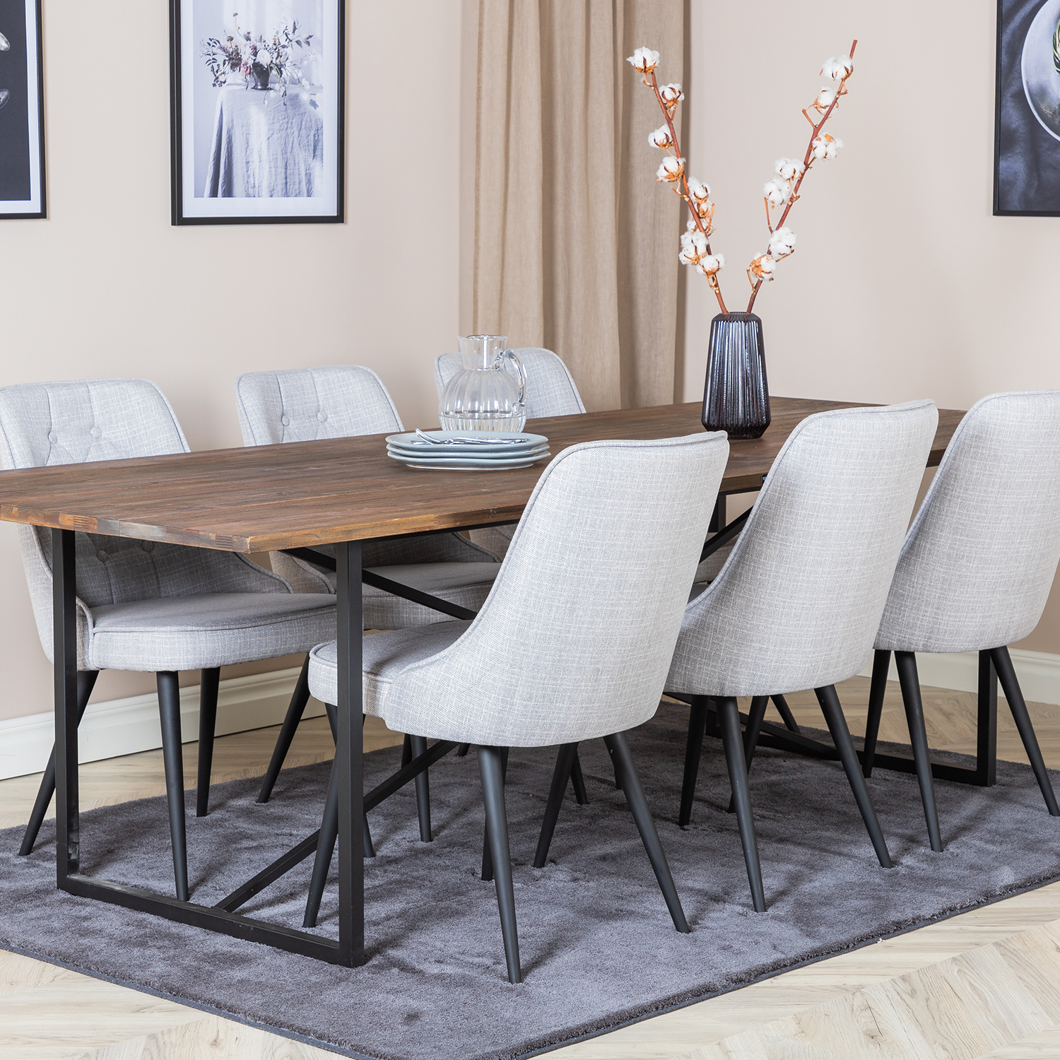 Spisegruppe Venture Home Peo med 6 Vera Stoler