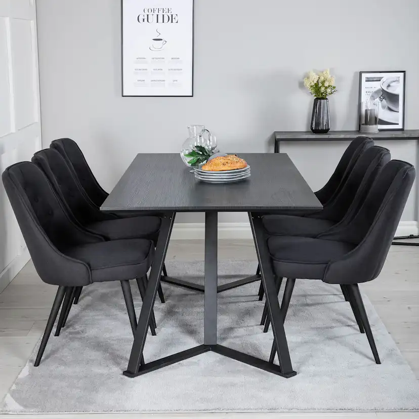 Spisegruppe Venture Home Madde med 6 Vera Stoler Polyester
