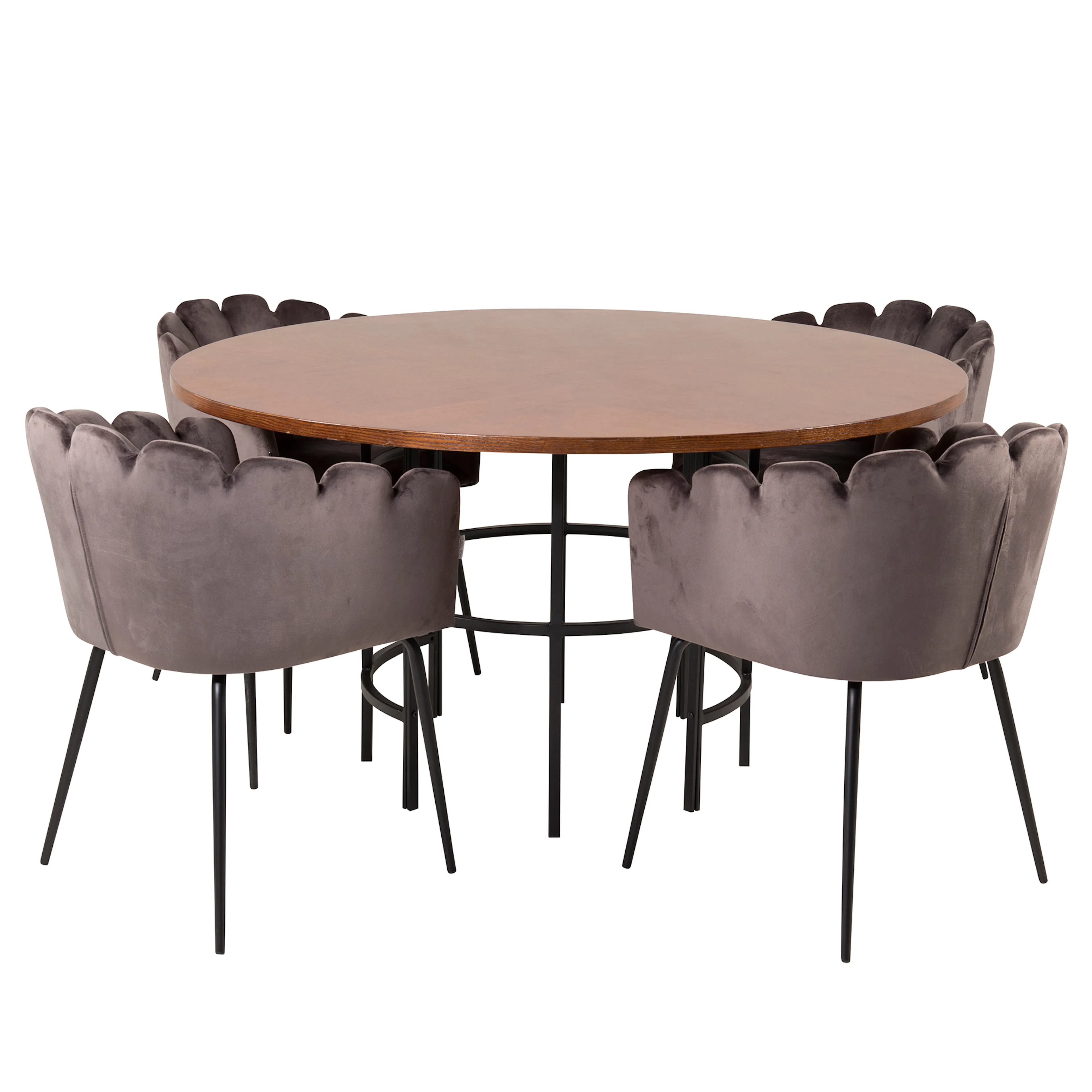 Spisegruppe furniture/fashion Copenhagen med 4 Grå Limhamn Stoler